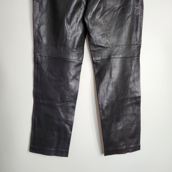 Theory Thaniel Bristol Black Lamb Leather Slim Leg Pants Size 4 - Picture 13 of 15
